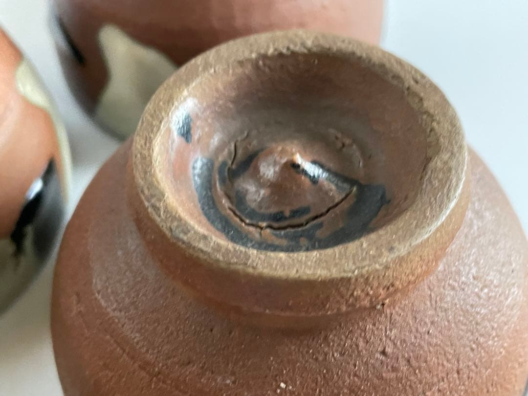 濱田庄司　浜田庄司　？　鉄釉　掛流　番茶器　湯呑　カップ　小鉢　5客　益子　民芸