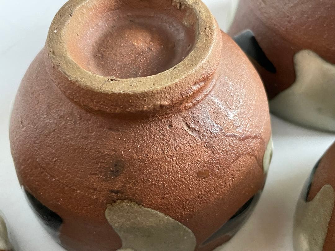 濱田庄司　浜田庄司　？　鉄釉　掛流　番茶器　湯呑　カップ　小鉢　5客　益子　民芸