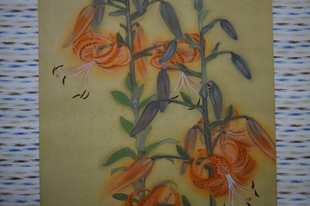 不詳/作者不詳/鉄砲百合/ユリ図/布袋屋掛軸HG-343