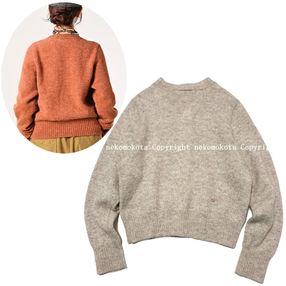 専用★45R シェットランド縮絨のカーディガン 3 ウール ベージュ ニット