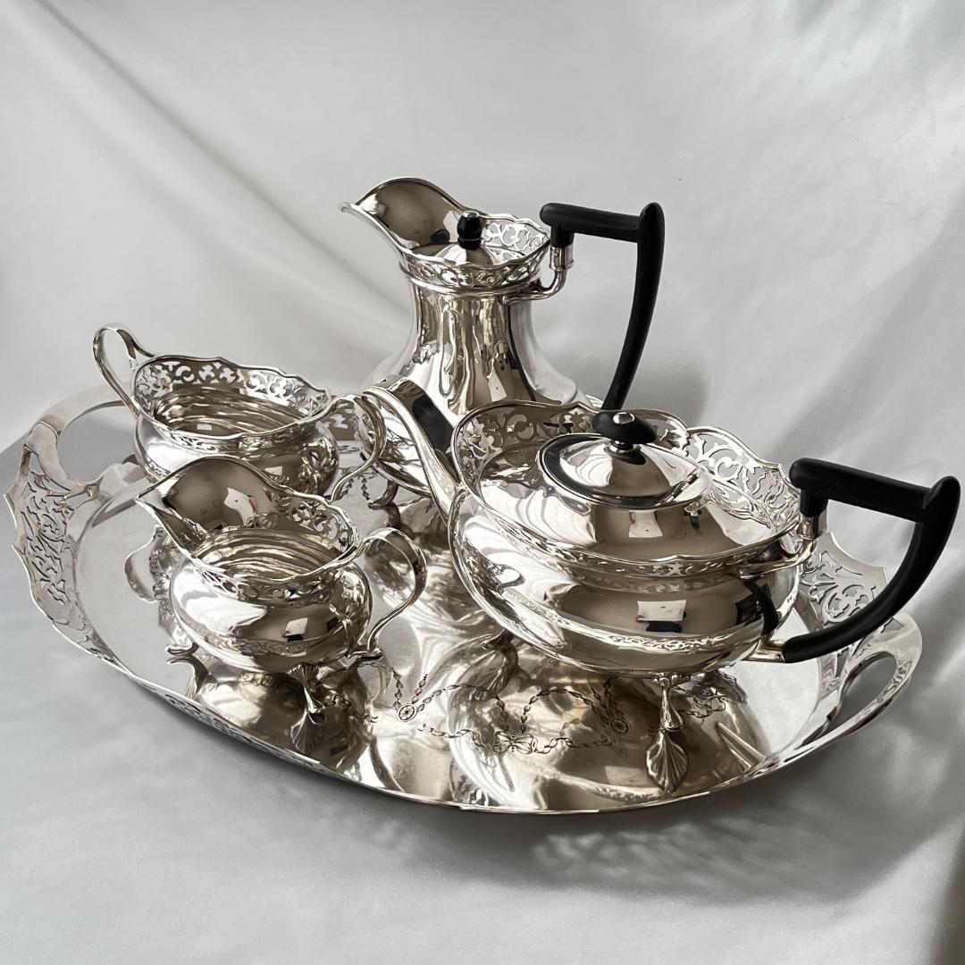 【Watson & Gillott】透かしのティーサービス 5点　トレー