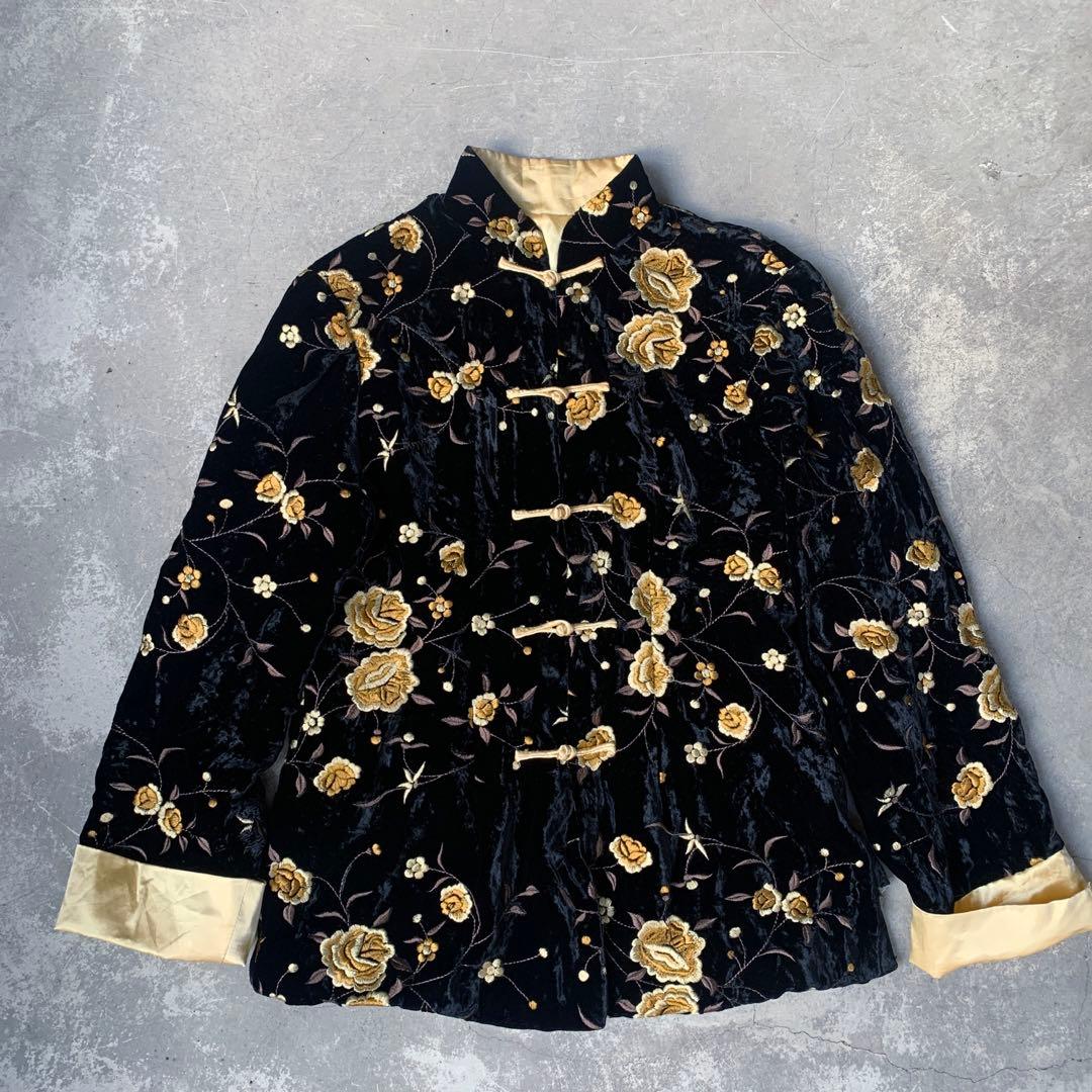 special vintage ベロア　刺繍　チャイナジャケット