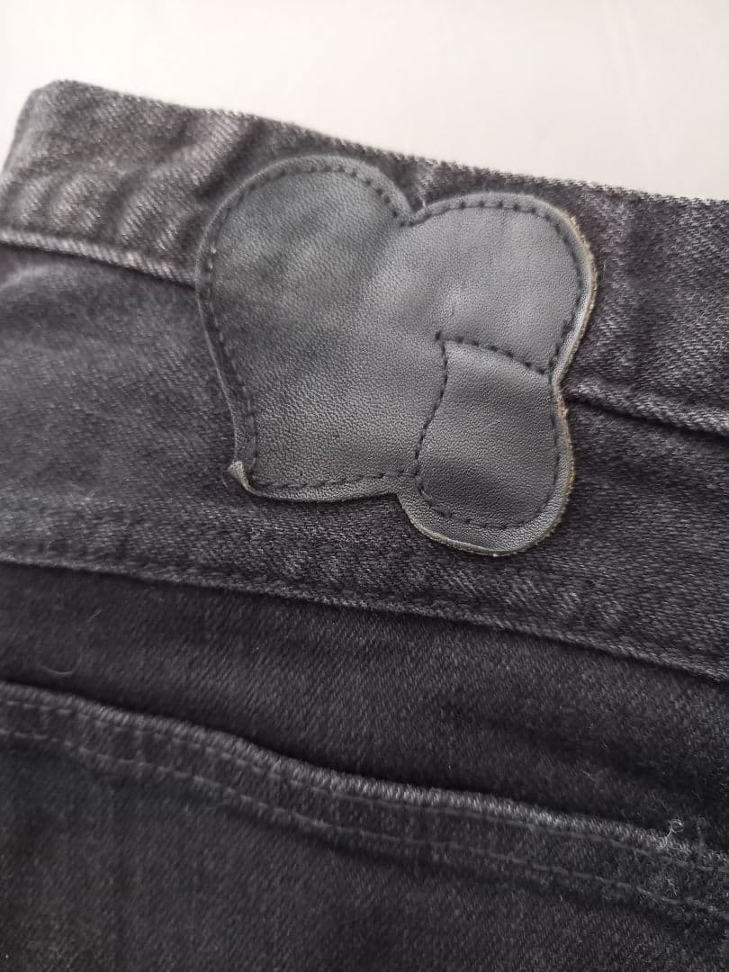 NUMBER (N)INE☆ハート涙レザーパッチ☆ブラックデニム☆スキニー☆１