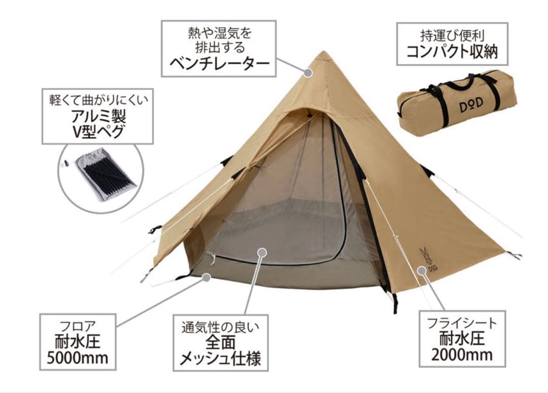 DOD ワンポールテントS 超美品　グランドシート付き