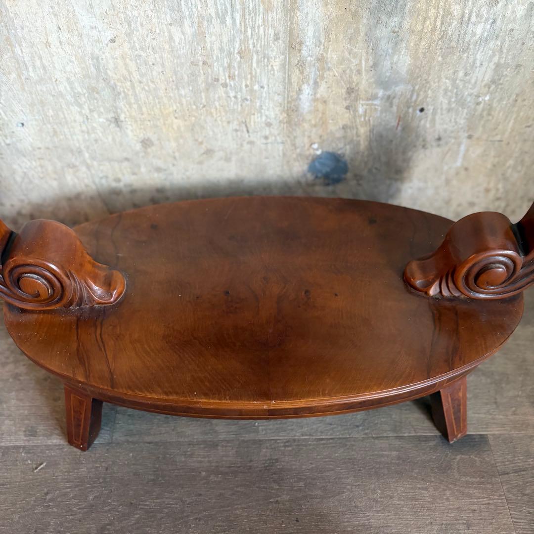 英国　白鳥モチーフ　オーバルコンソール　ウォルナット