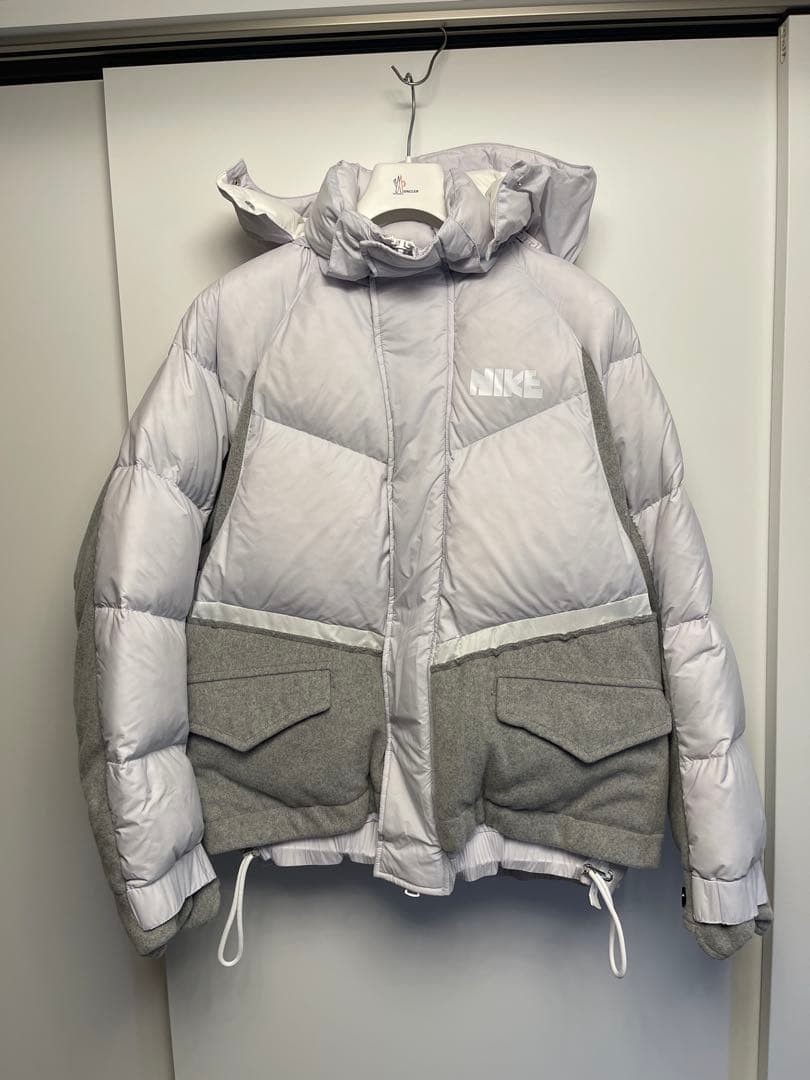 sacai NIKE ダウンジャケット 白 S サカイ ナイキ ピュアプラチナム