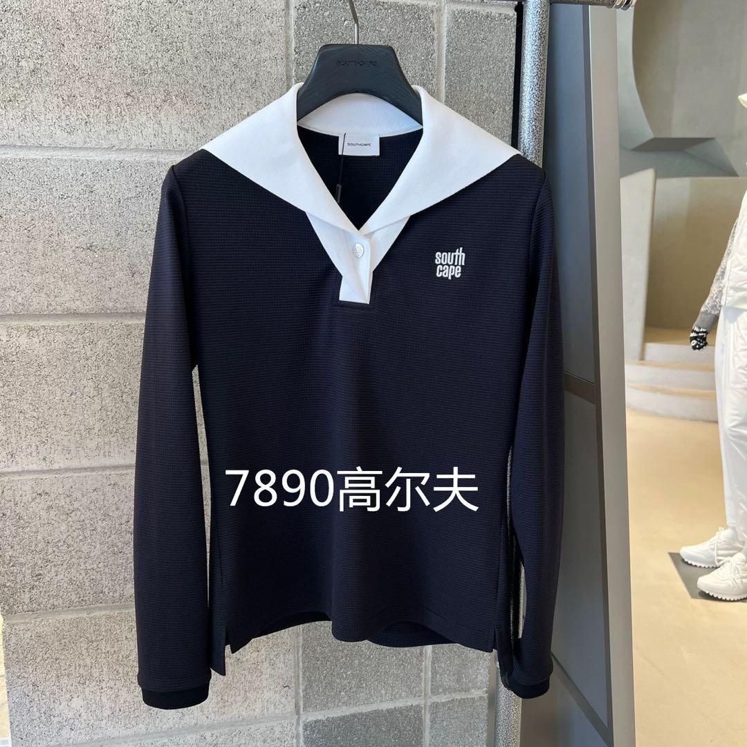 最終値下・サウスケープ　ゴルフ可愛いセーラー襟・バイカラーシャツ●長袖　L