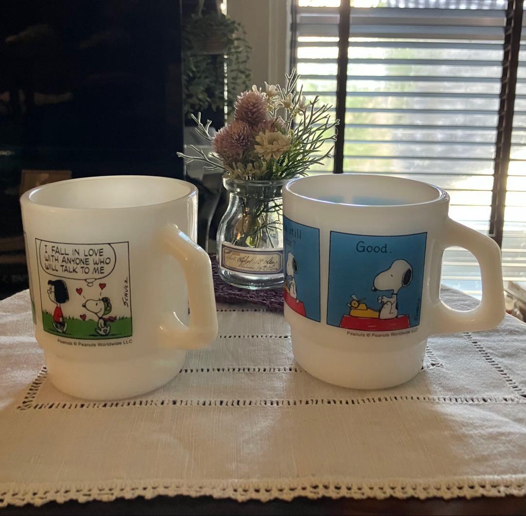スヌーピー ミュージアム♡Fire king スタッキングマグカップ 2個セット