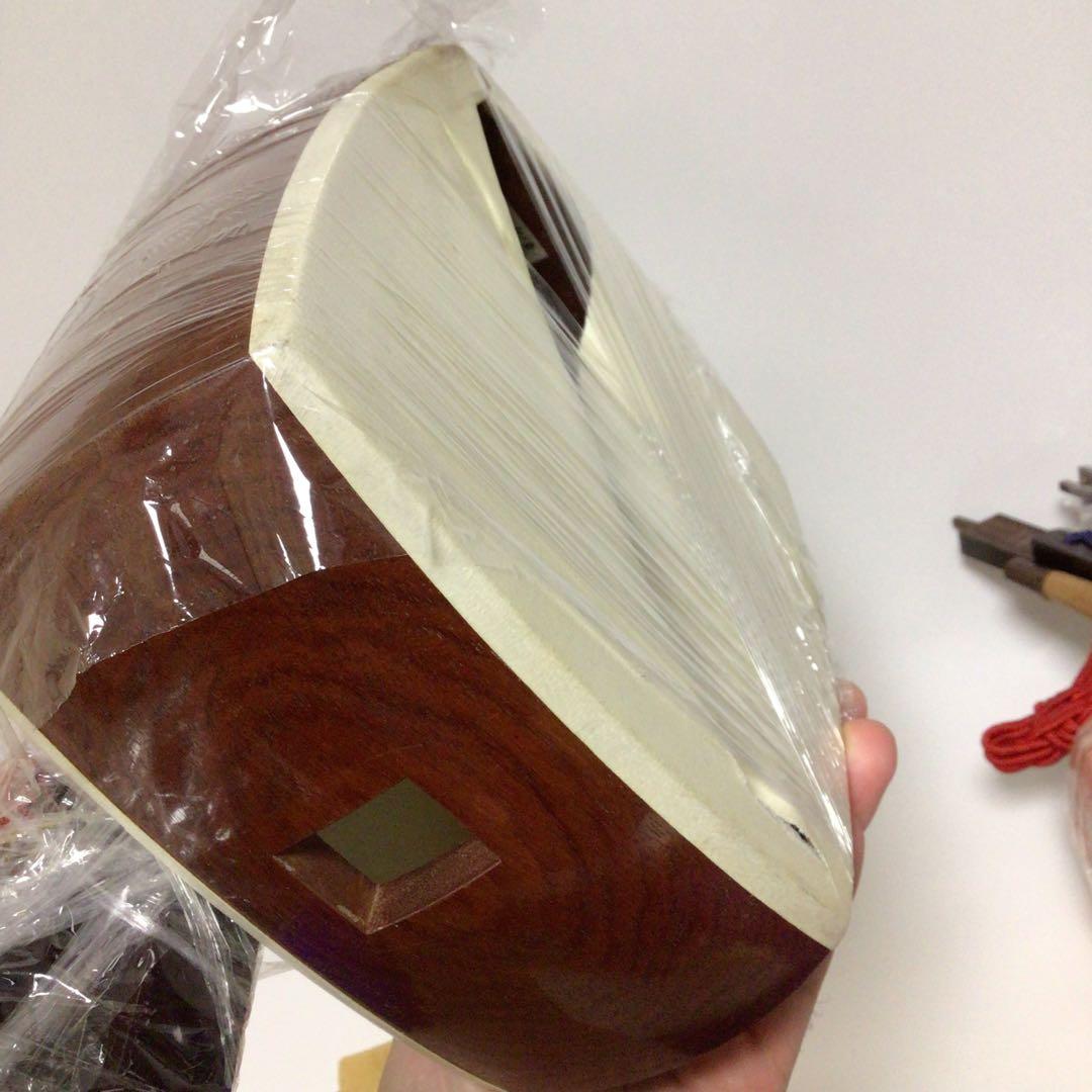 三味線 セット　紫色 布製 付属品付き　名有り　レトロ　hujimoto 35