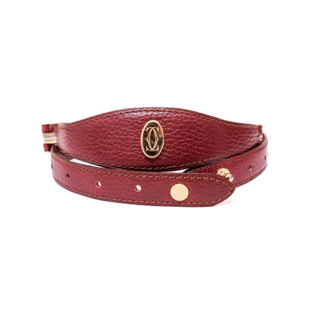 美品 カルティエ マストライン 細ベルト　ボルドー 80cm±7　606