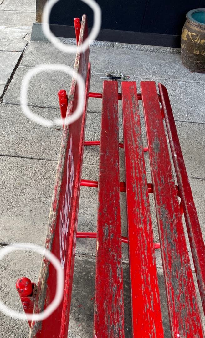 Coca-Cola コカコーラ 木製 アウトドア ベンチ レトロ 椅子 長椅子