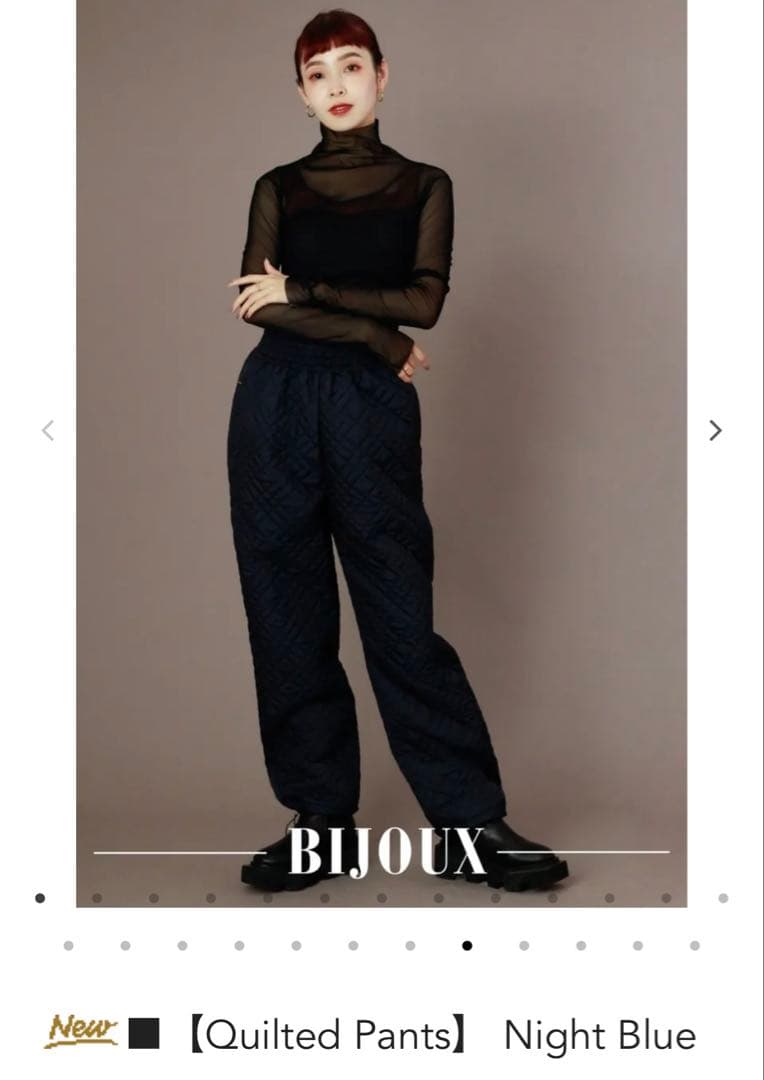 新品 お得 unoa ウノア パンツ ナイトブルー size M Quilted