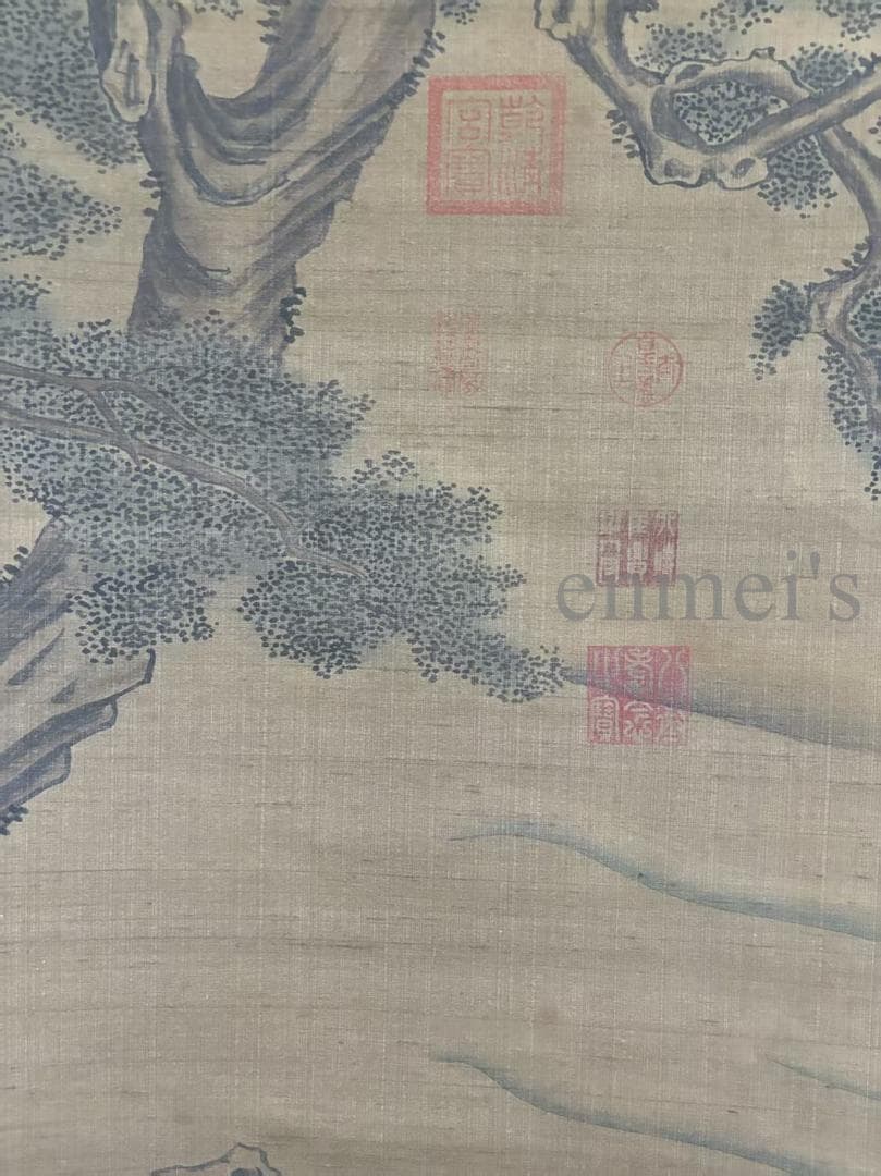 中国古美術 清時代 絹本手描き 劉松年作款 水墨画 人物画 六尺 双軸 古美味