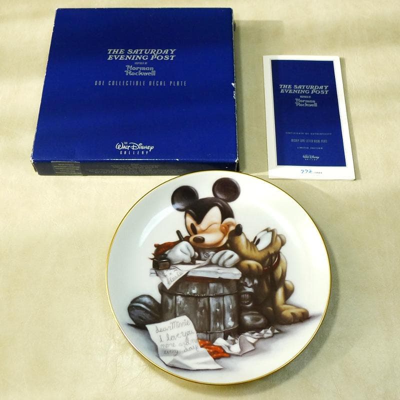限定！ / ミッキーのラブレター・絵皿 / ノーマンロックウェル・ディズニー
