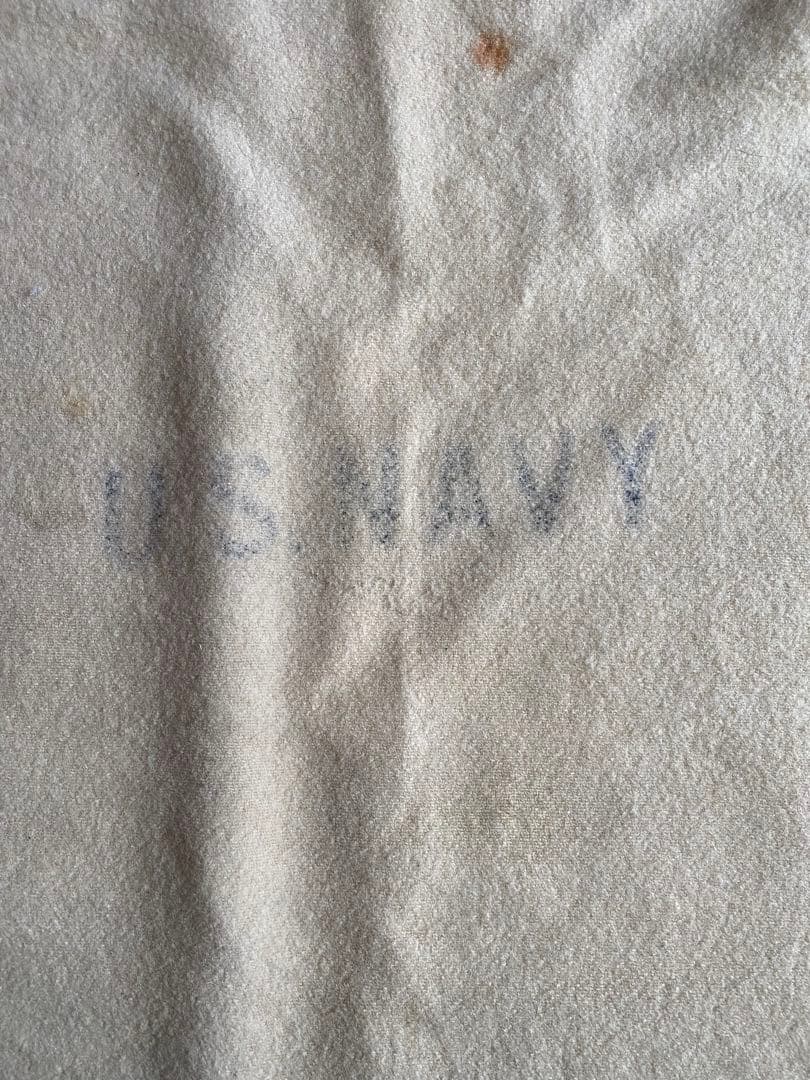 us navy 40s 40年代　海軍　ウールブランケット　ラグ　アイボリー