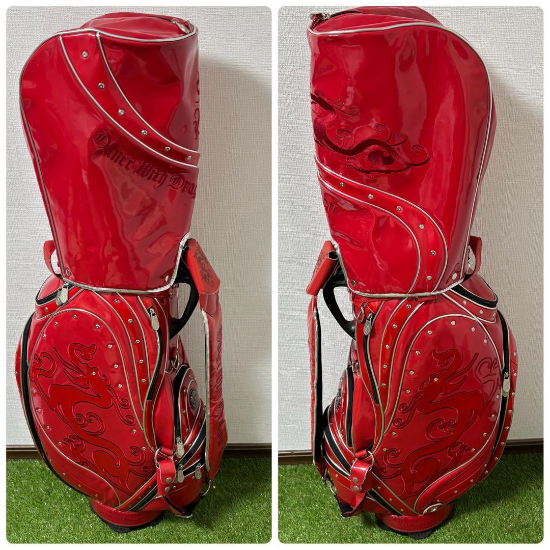 ダンスウィズドラゴン エナメル キャディバッグ 3点式　レッド　赤