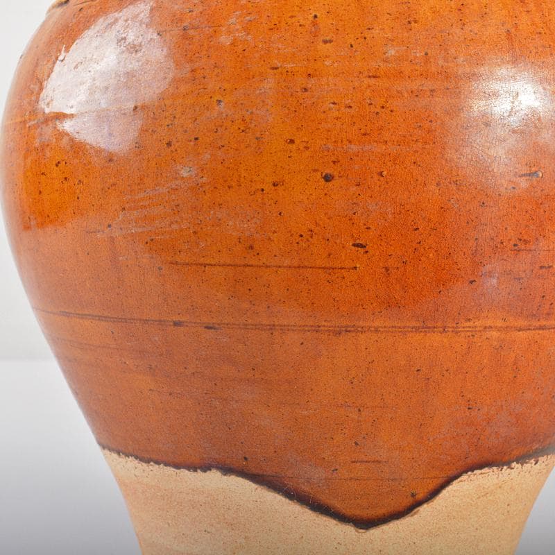 中国　唐三彩　四耳碗口瓶　高さ約29cm　V　R6419B