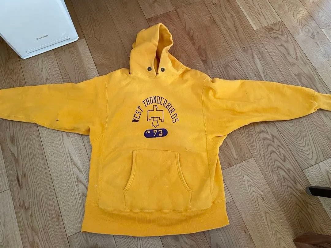 70年代　リバースウィーブ　単色タグ　イエロー