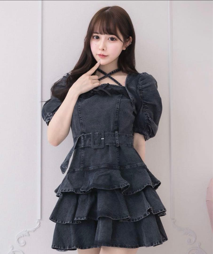 Pium ティアードフリルミニワンピース ブラック