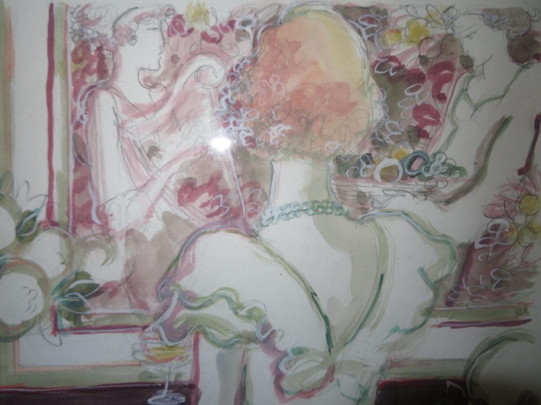 ◆ サージ・マルジス（Serge Marjisse）　水彩　「シャンパン」 ◆