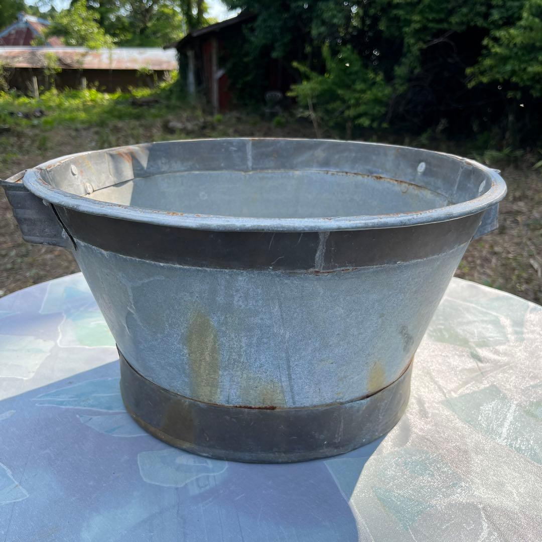 アンティーク　ブリキプランター　一部真鍮製