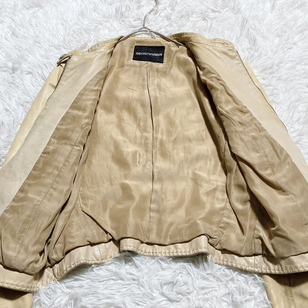 エンポリオアルマーニ　シングルライダースジャケット　ダブルジップ　ロゴジップ