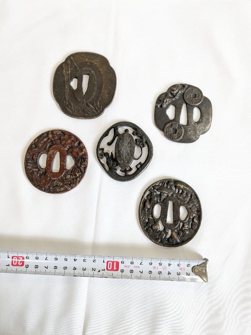 刀装具 鍔 透かし 日本刀 骨董品 5点セット