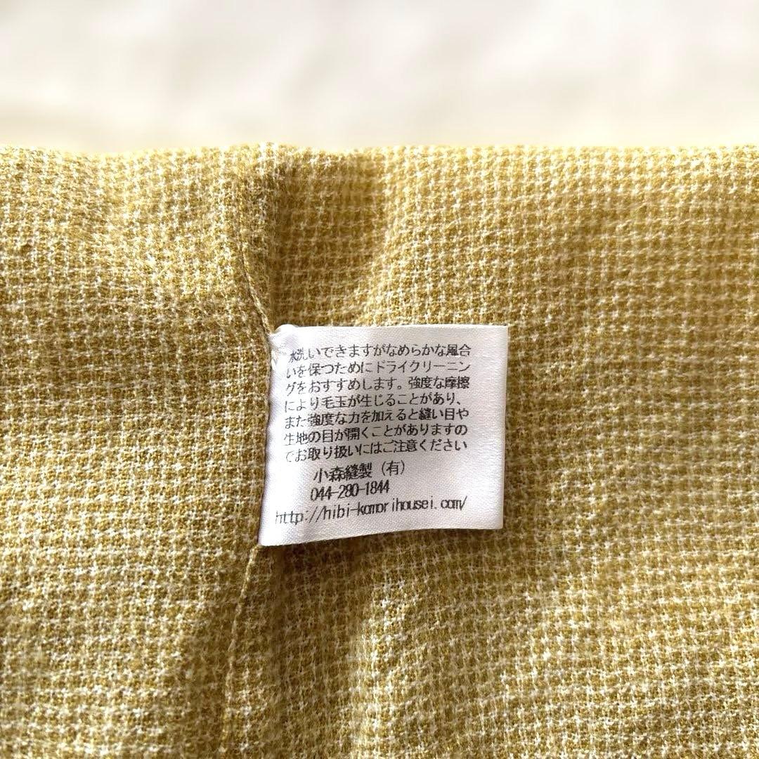 日々 小森縫製 ウール千鳥のスタンドカラーシャツ 千鳥格子 イエロー