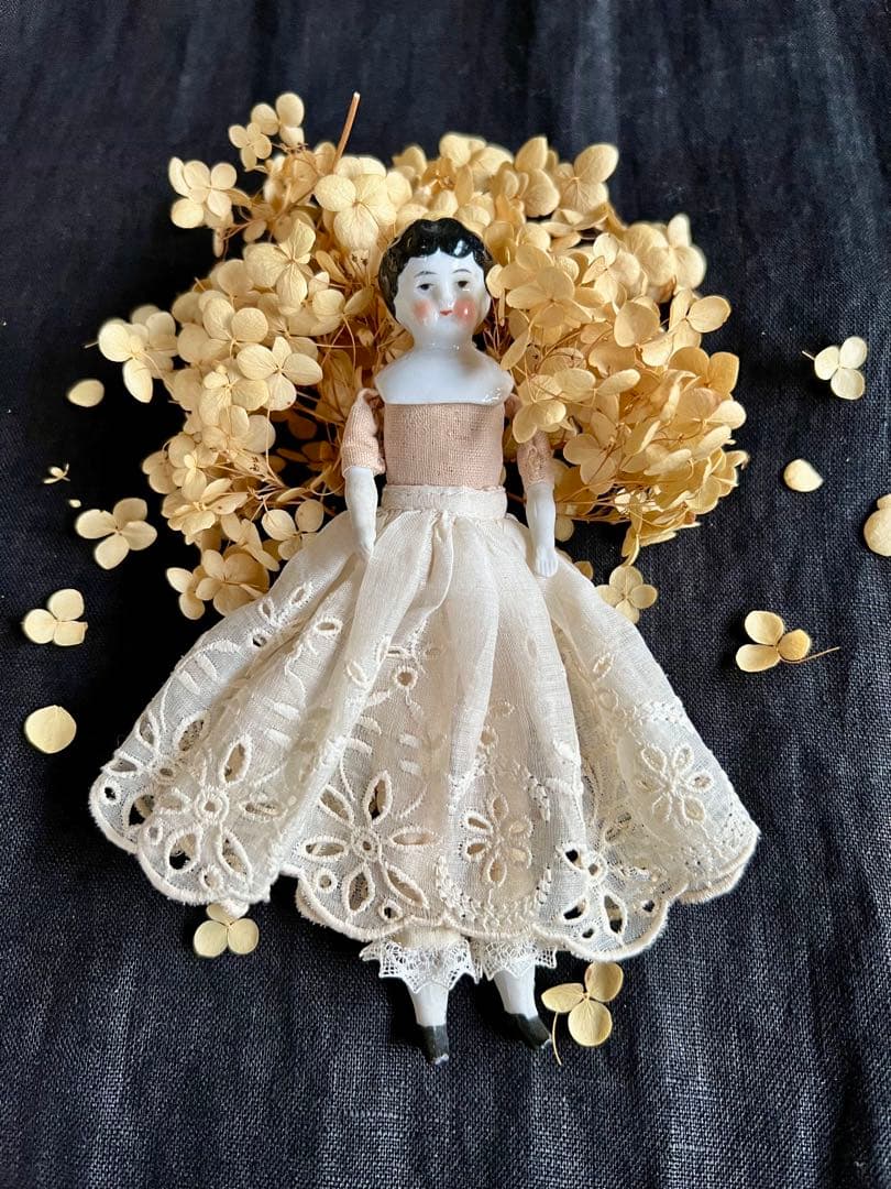 アンティーク　チャイナヘッドドール　タブリエ　16センチ　アナベルおまけ