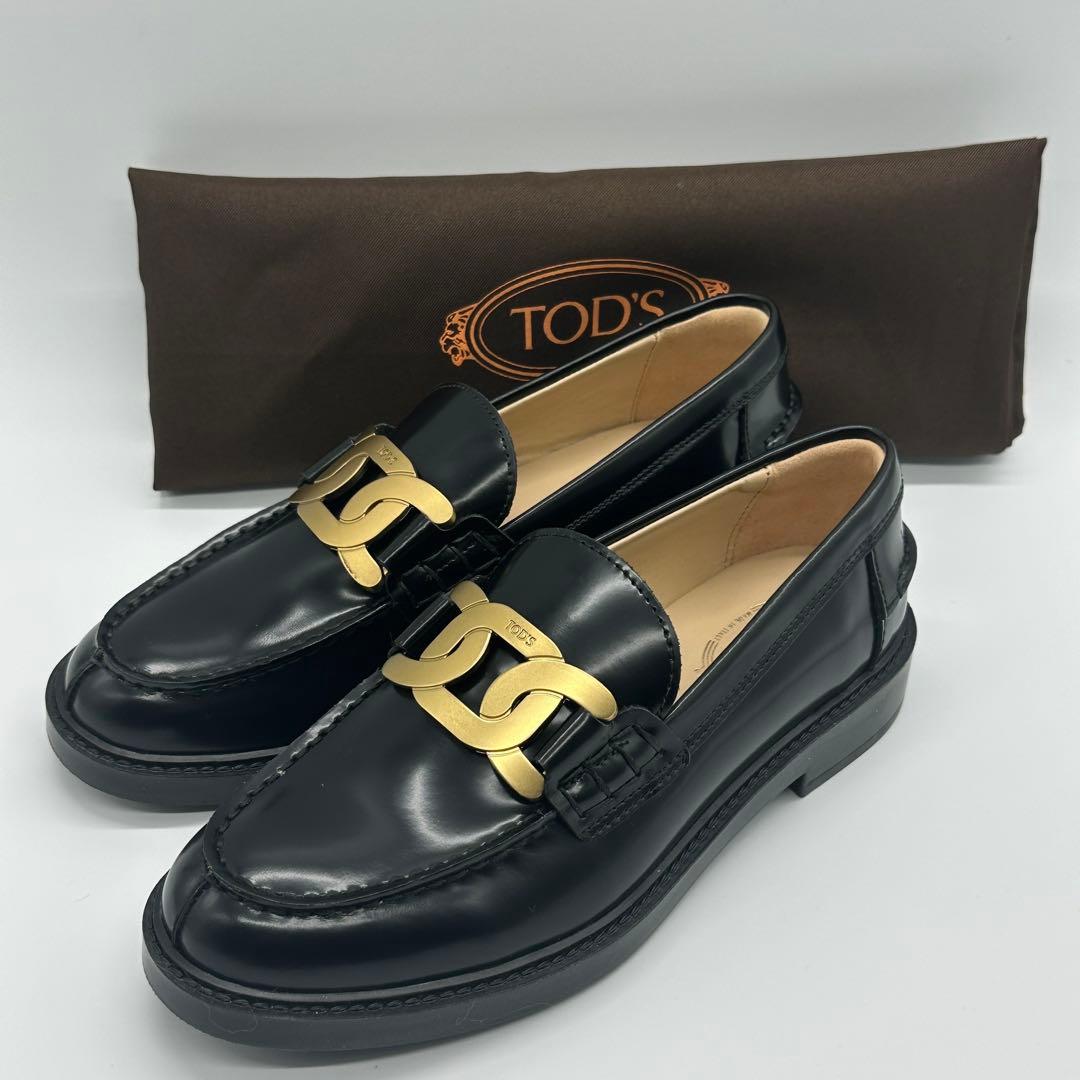 トッズケイトローファー 36 チェーン金具ブラックレザー