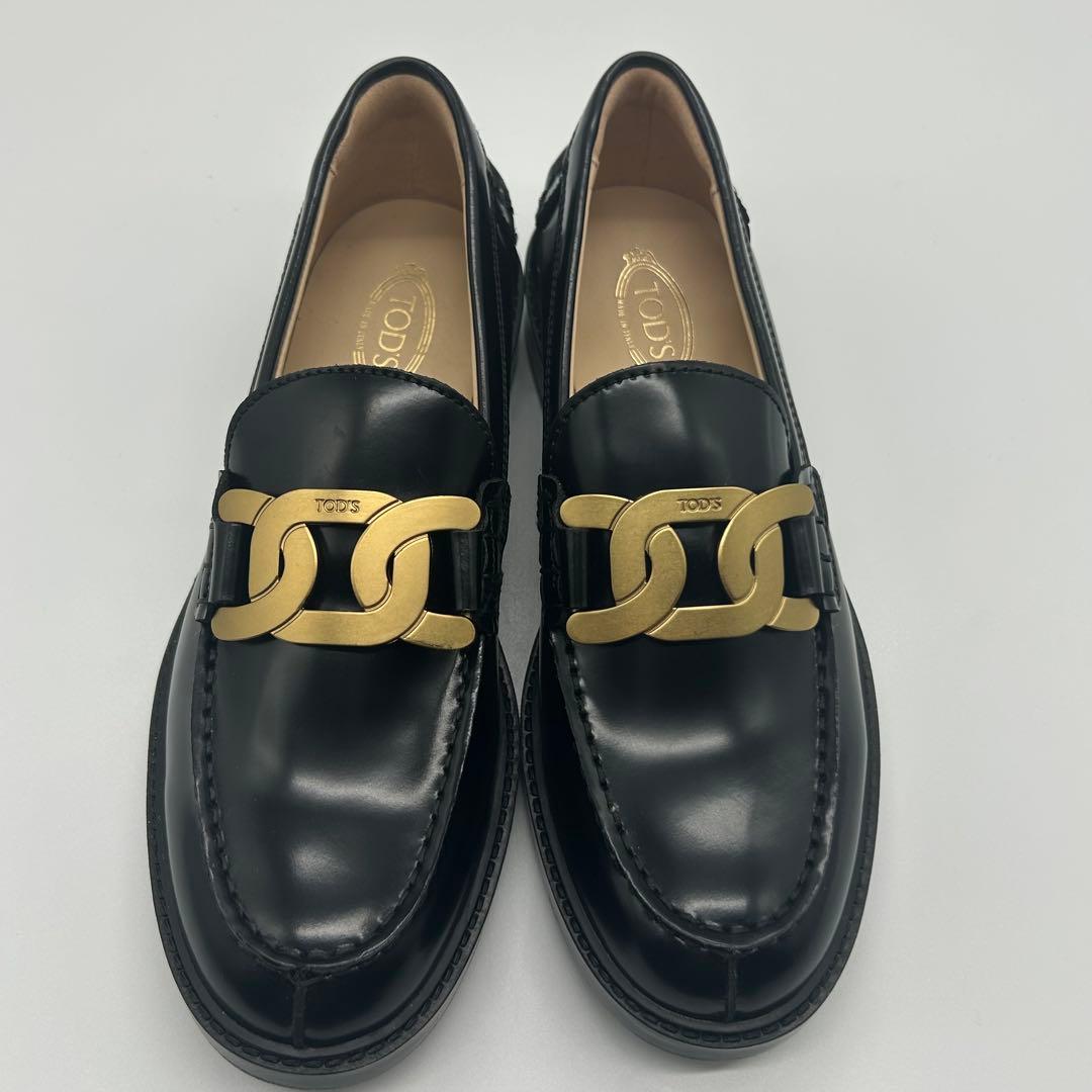 トッズケイトローファー 36 チェーン金具ブラックレザー