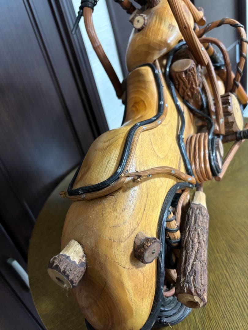 木製バイク置物　天然木　装飾品コレクターズアイテム　ハーレーダビットソン70cm