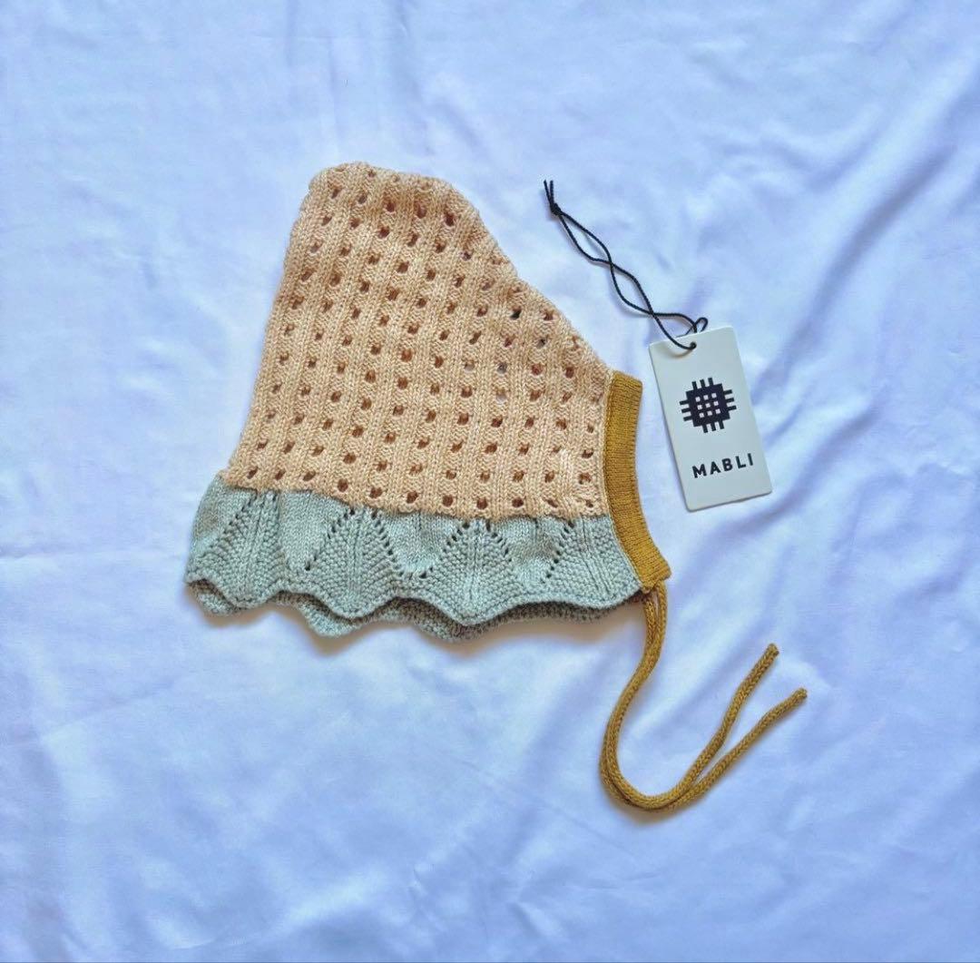 Mabli フリルロンパース 12M ベージュ・水色