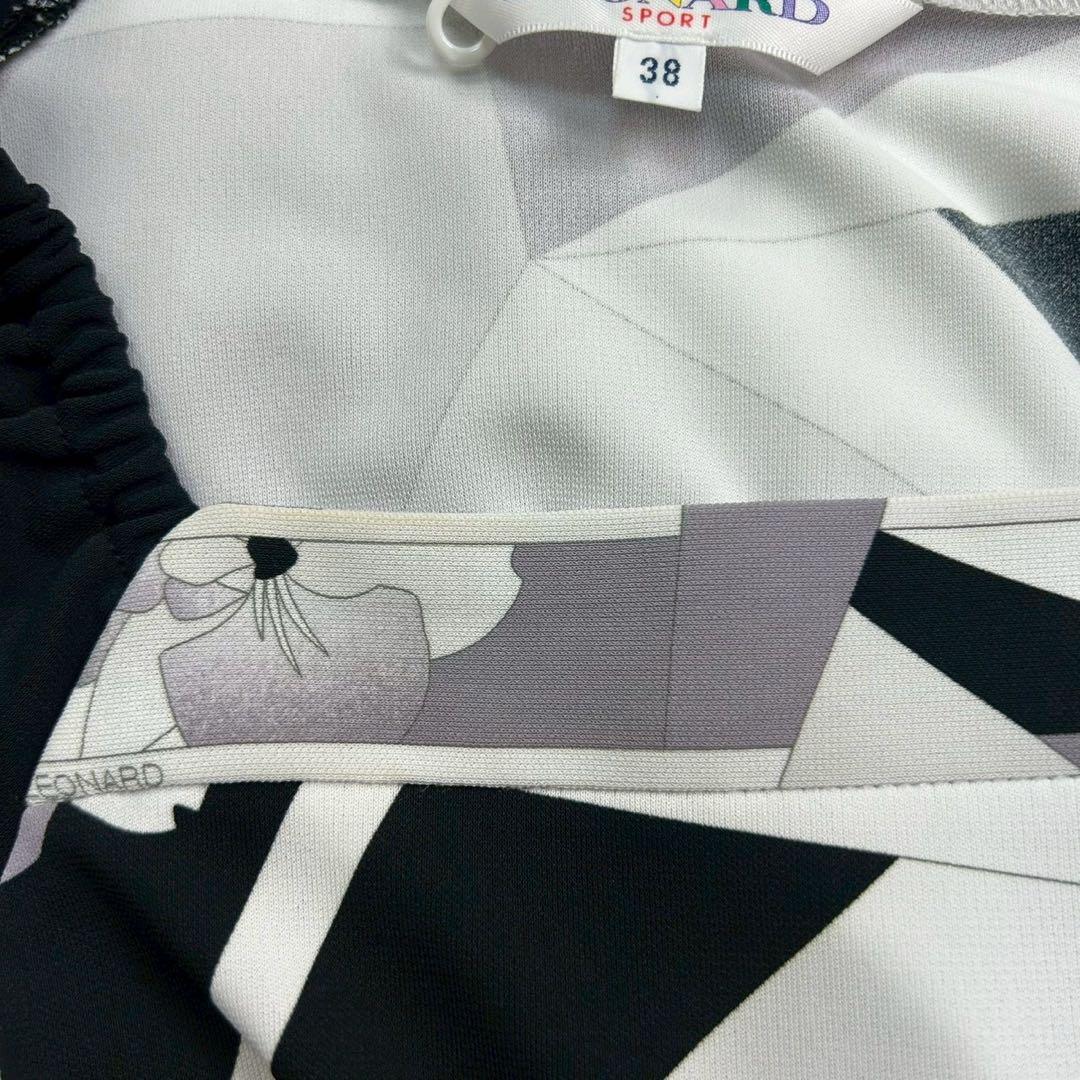 良品　レオナールスポーツ　ワンピース　花柄　ジオメトリック　ブラック系　38