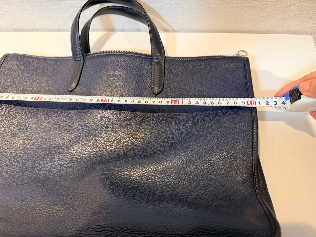 ロエベ ビジネスバッグ トレド アナグラム ロゴ A4可 レザー ネイビー