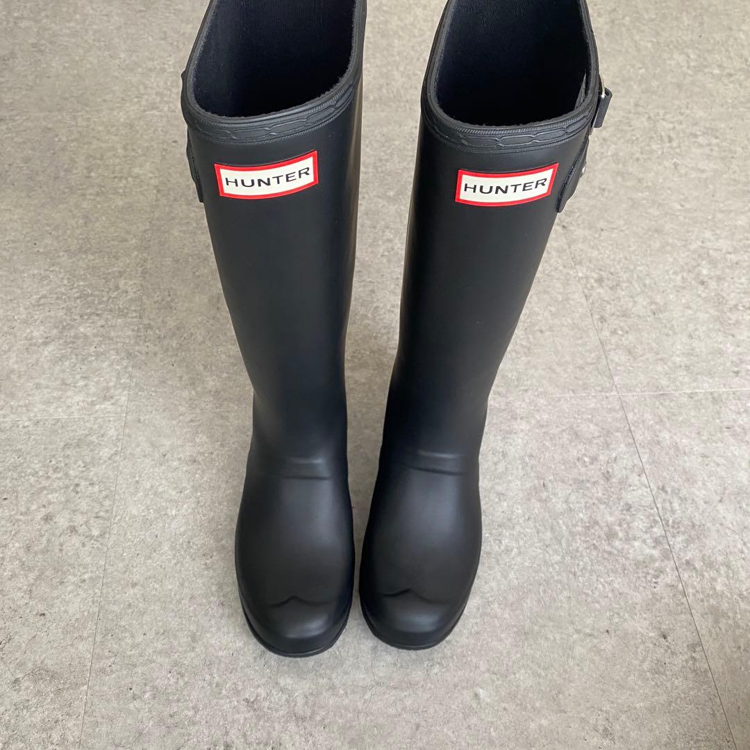【未使用級✨】 HUNTER レインブーツ レディース ブラック 23cm