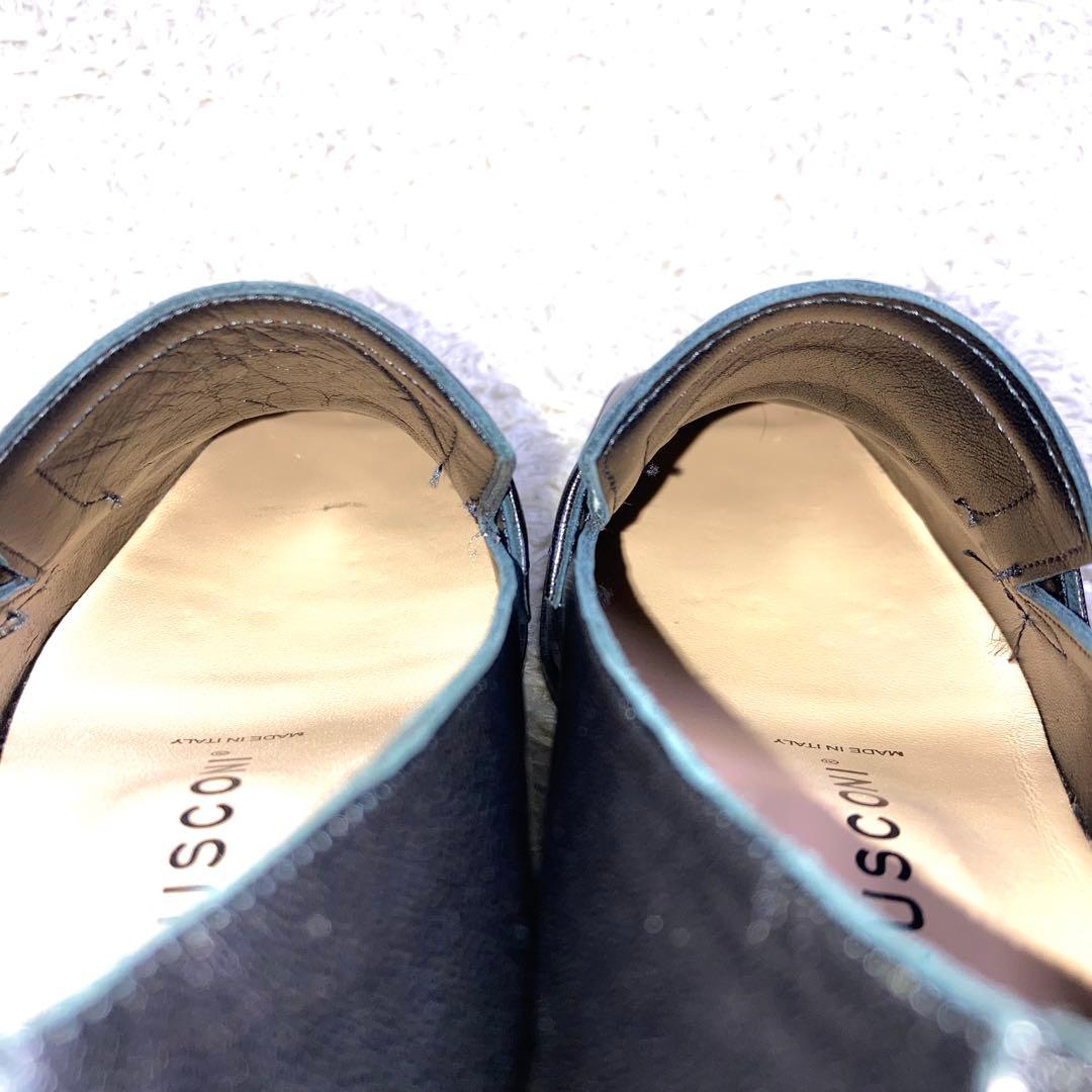 『未使用級』ファビオルスコーニ ローファー スクエアトゥ ブラック レザー 37