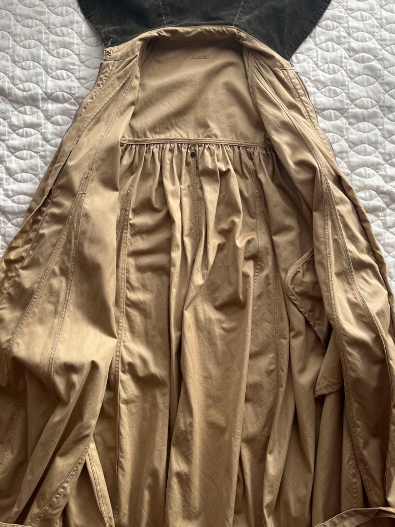 kapital 襟 コーデュロイ ジップアップ ロングコート ベージュ