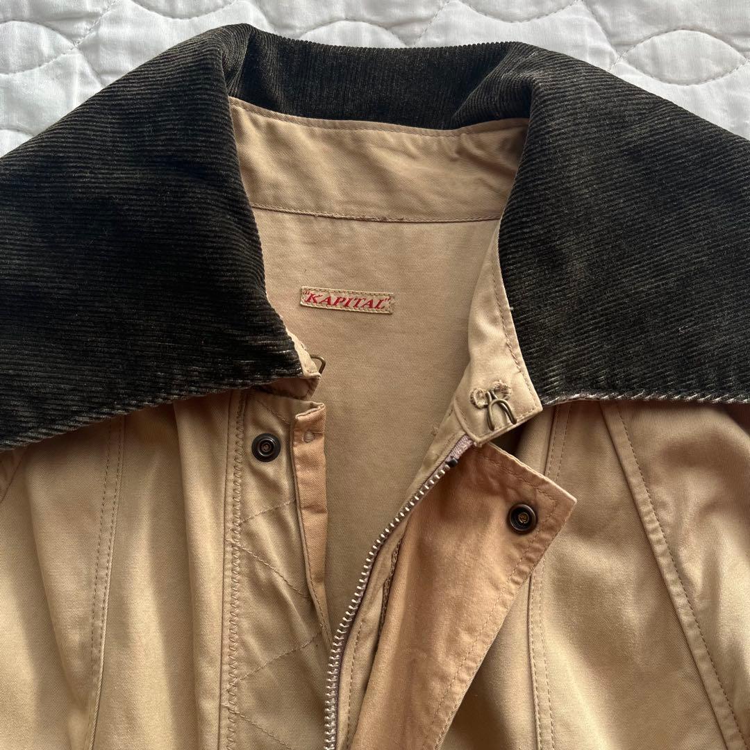 kapital 襟 コーデュロイ ジップアップ ロングコート ベージュ