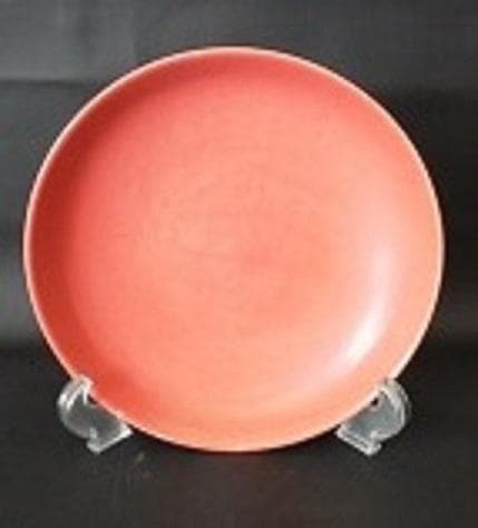 ＊中国古美術/缸豆紅釉盤（底款：大明天啓年製）