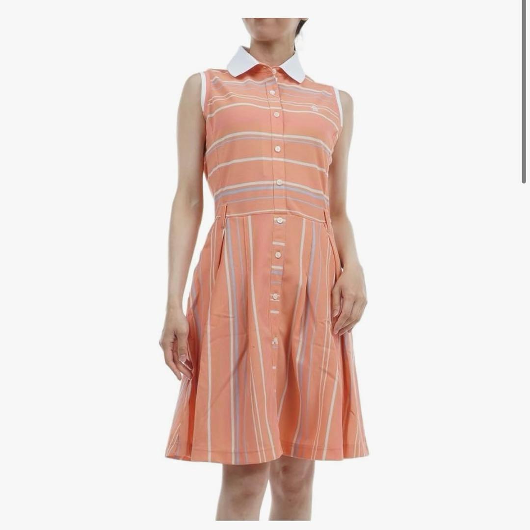 マンシングウェア　ワンピース ノースリーブ リネン混 ボーダー Mサイズ