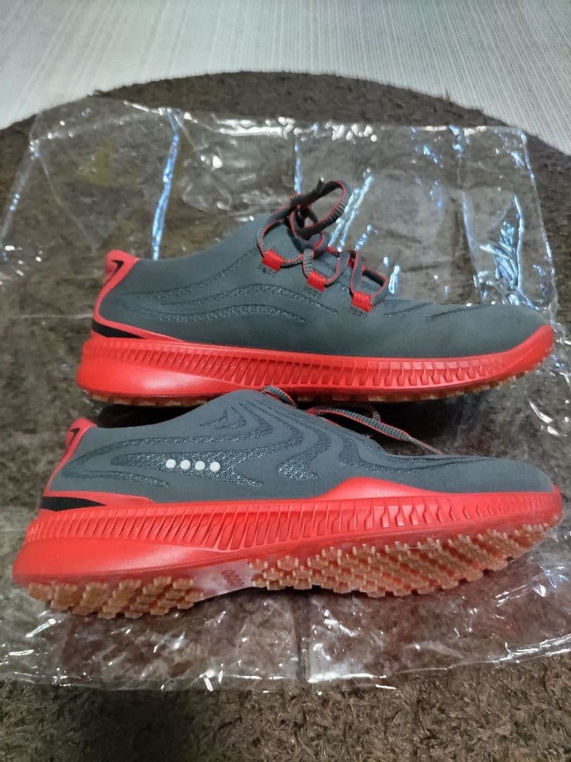 【美品】ECCO ゴルフシューズ グレー/レッド
