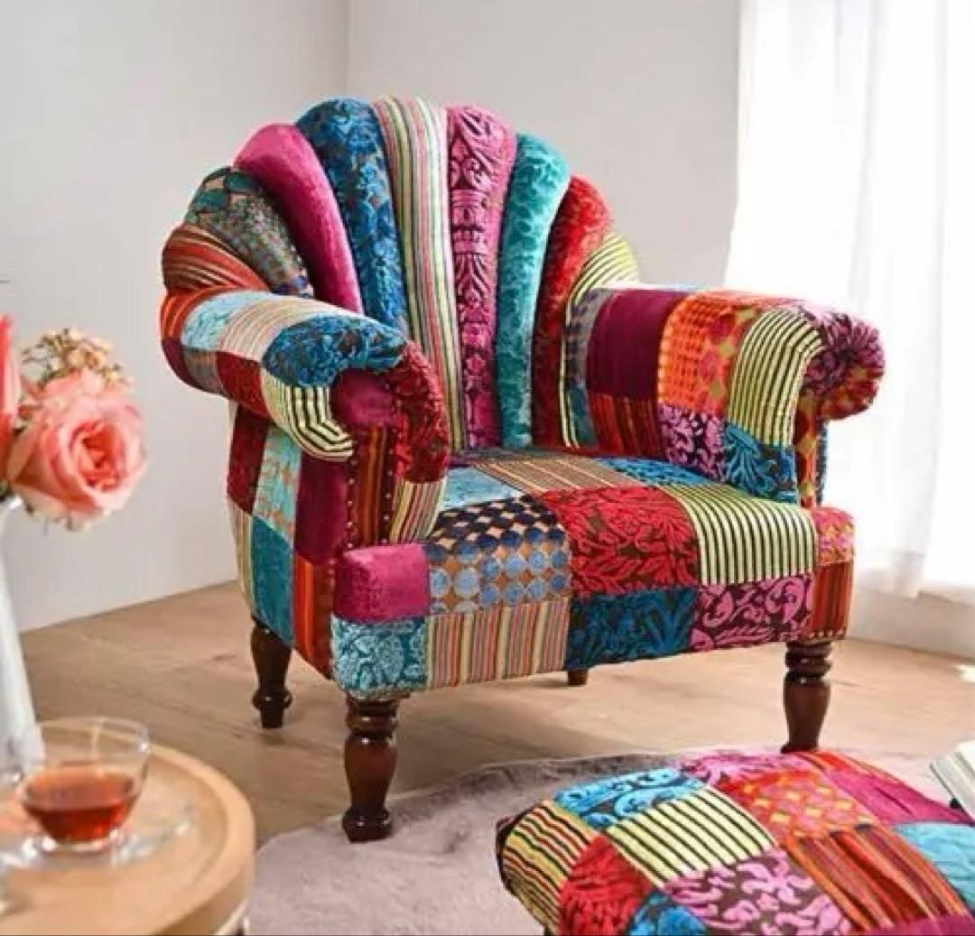 一人掛けソファー 肘付き1P 椅子北欧 アンティーク調ON＆ON DLD801M