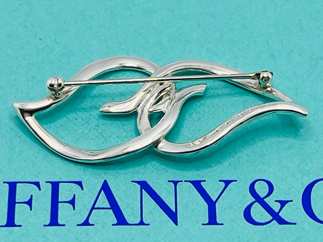 c736 美品　1987 オールド　ティファニー　ダブルリーフ　ブローチ　925