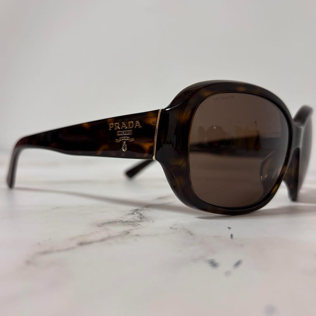 【超美品】 プラダ サングラス ゴールドロゴ ブラウン イタリア産 べっ甲風
