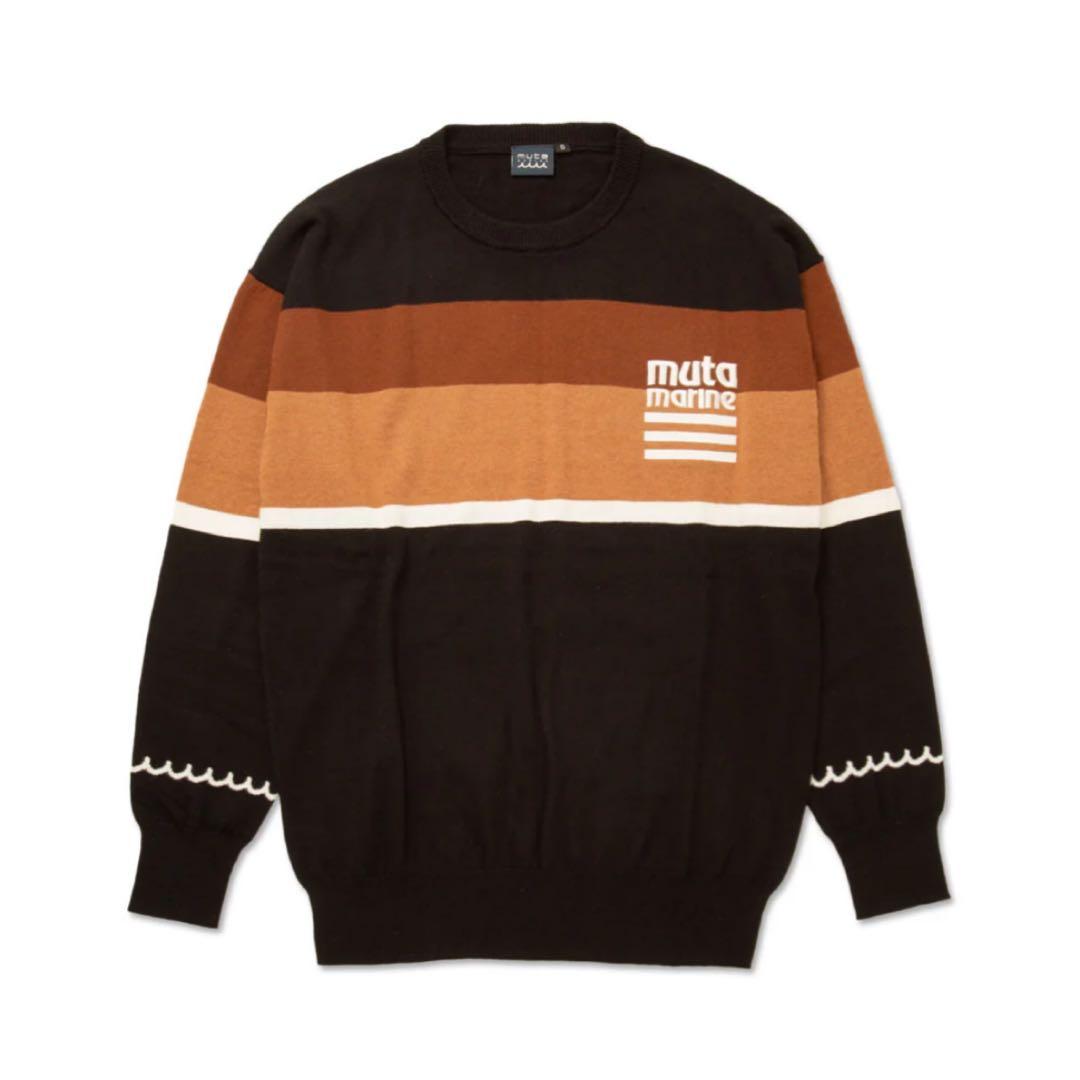 【完売品】ムータマリン　アクセントボーダー　クルーネックセーター　カシミヤ混