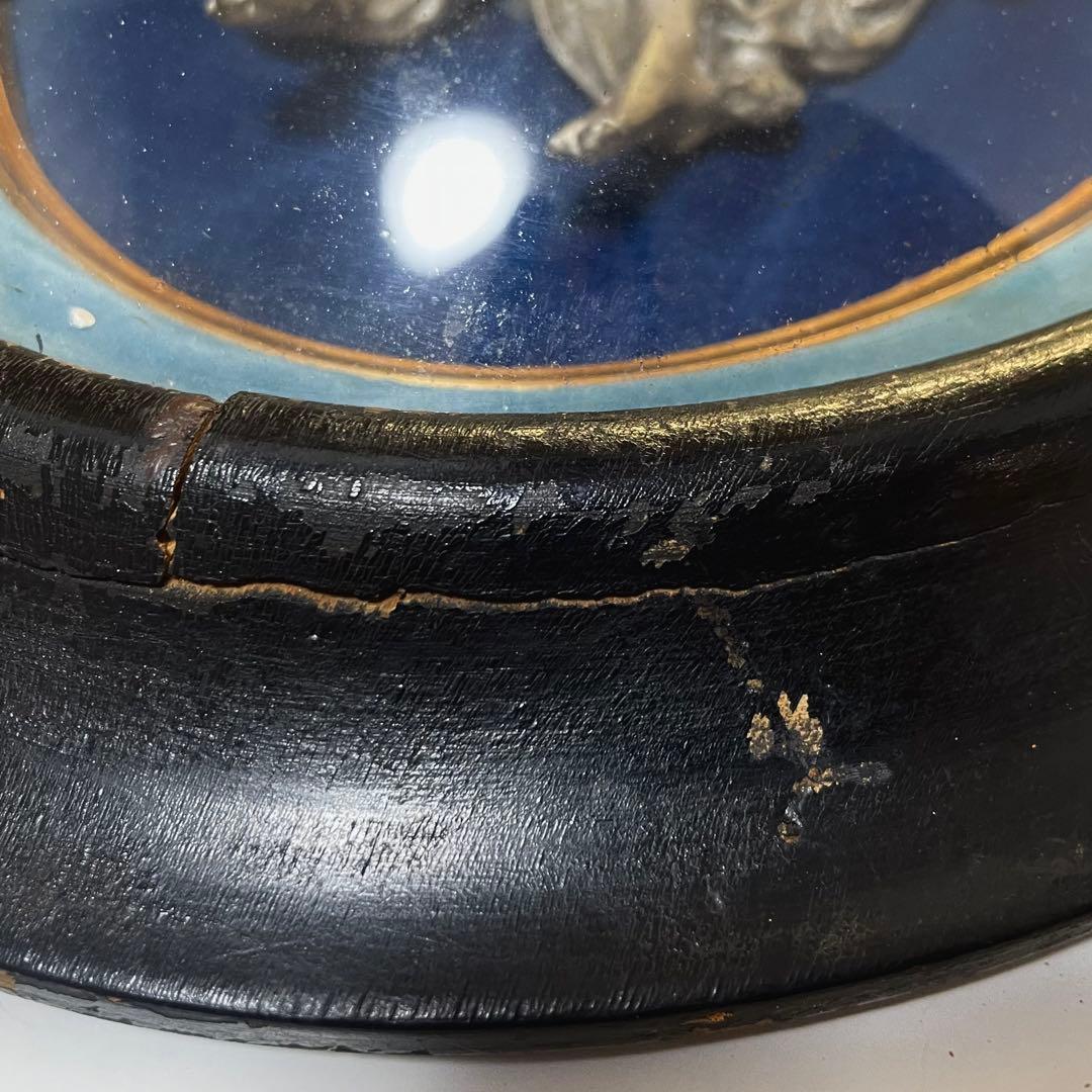 2人の天使のメダイヨン エンジェル フランスアンティーク オーバルフレーム彫刻