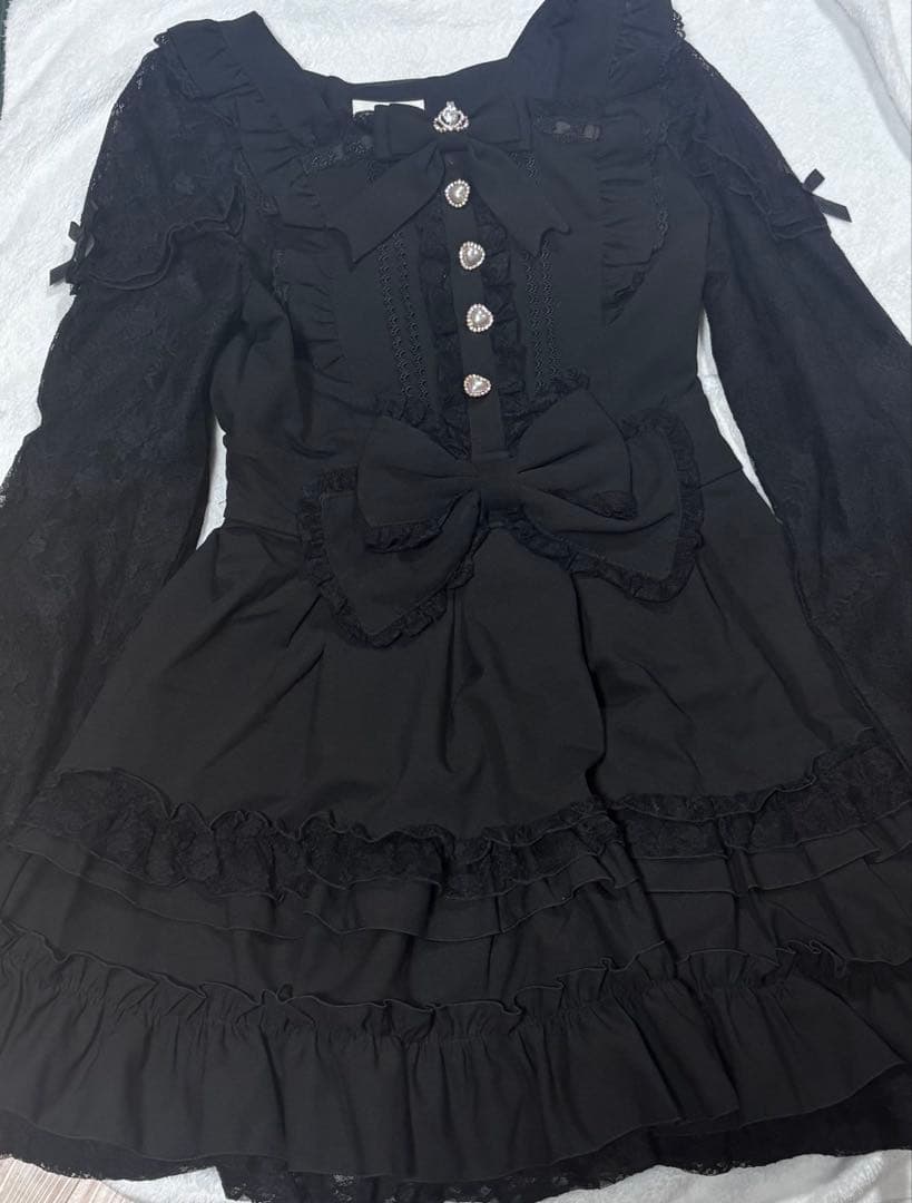 LIZLISA ティアラリボンティアードワンピース ブラック