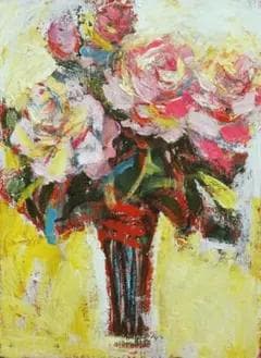 油絵 菅家令子 絵 絵画 インテリア F4-070202 花 ばら