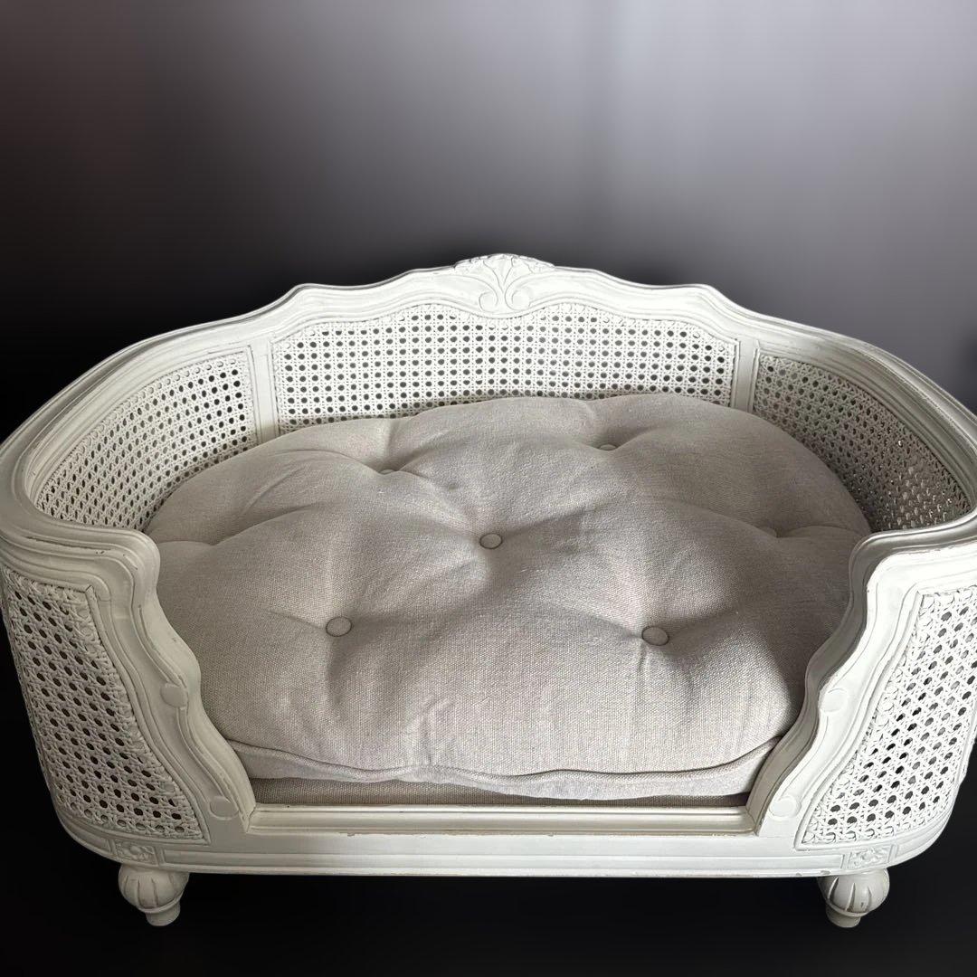 LORD LOU ペットベッドArthurケーン編み　リネンエクリュ